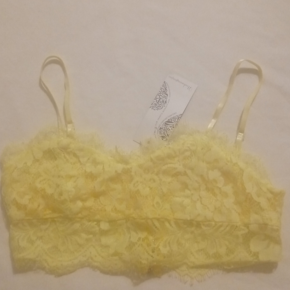 Ropalia Yellow Lace Bralette Crop Top, Size: 6